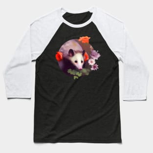 Opossum and flowers Baseball T-Shirt